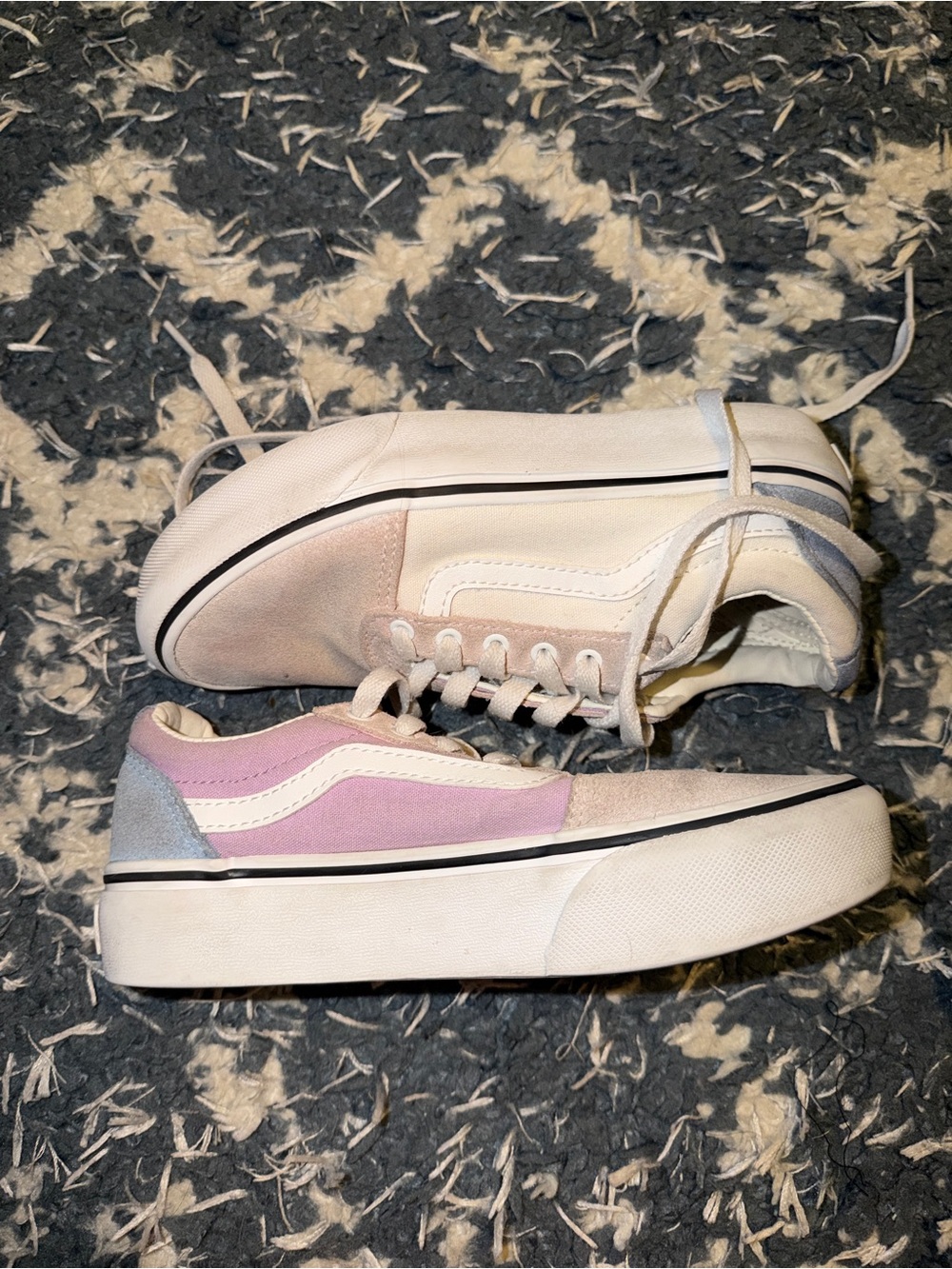 Vans Kids Pastel Pink, Cream & Light Blue Low-Top Sneakers